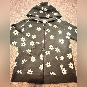 Cat & Jack white daisy floral print zip-up Hoodie Size L(10/12)